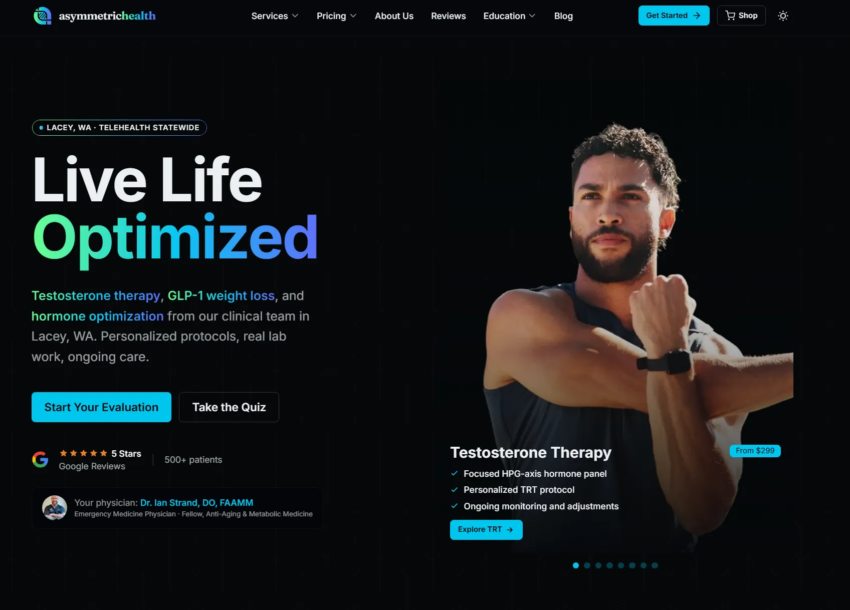 Asymmetric Health functional medicine clinic website