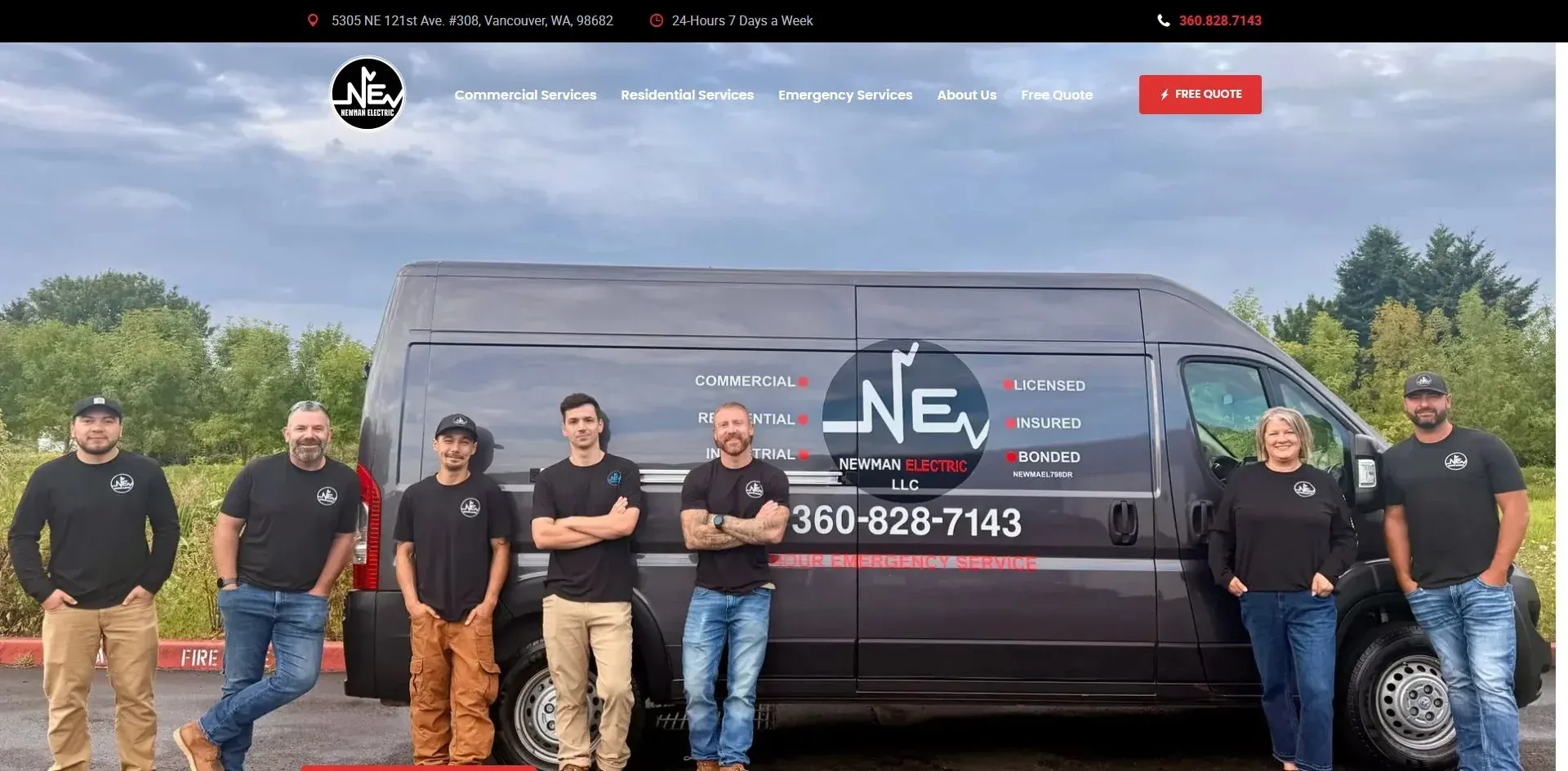 Newman Electric electrical contractor website designed by Savo Group
