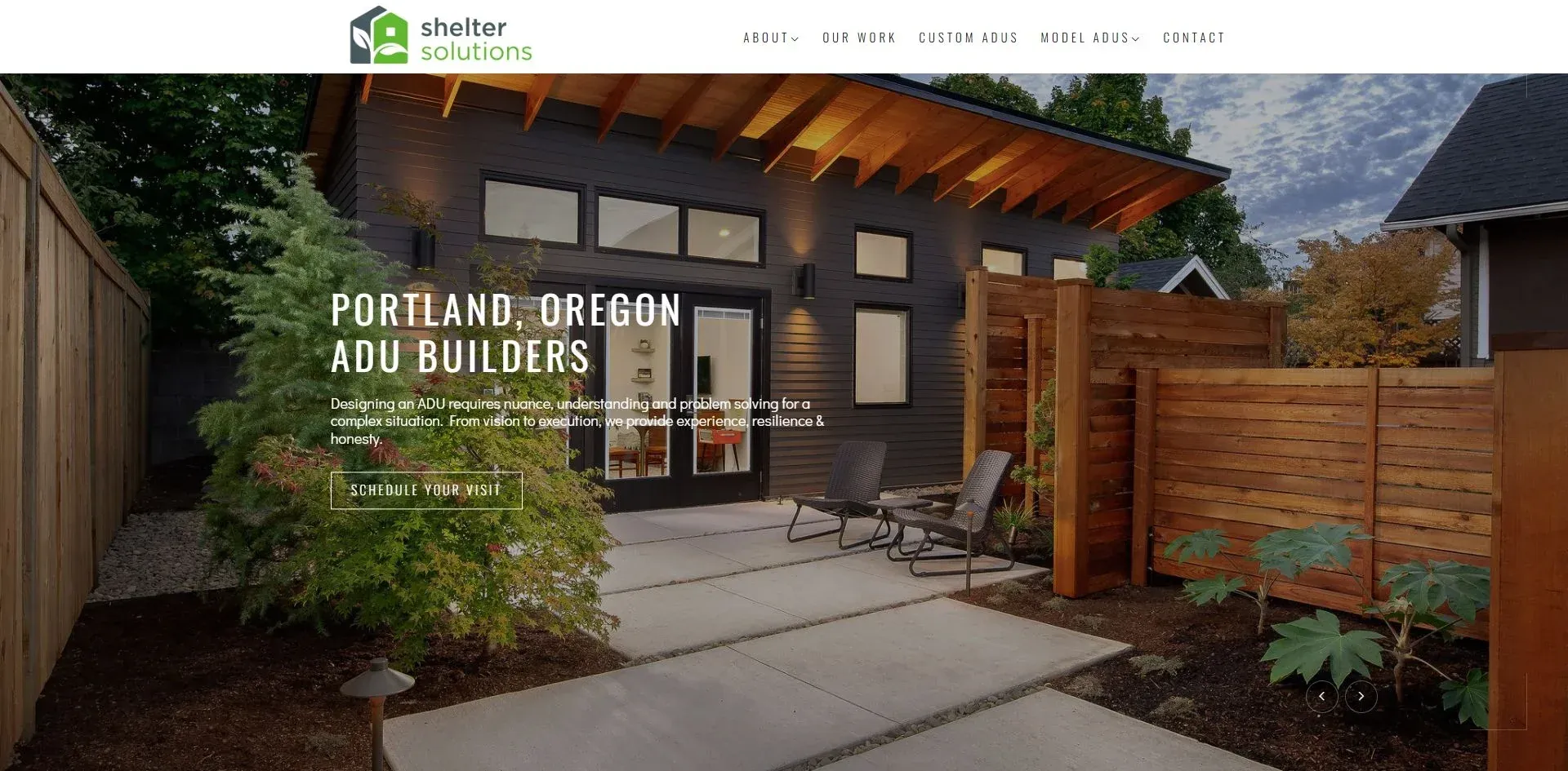 Shelter Solutions website screenshot