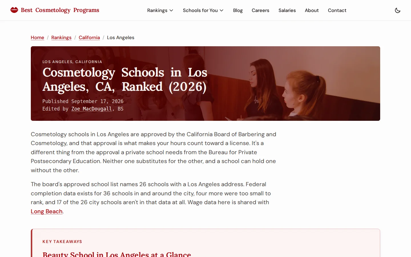 Los Angeles cosmetology school guide with local and nearby school comparisons