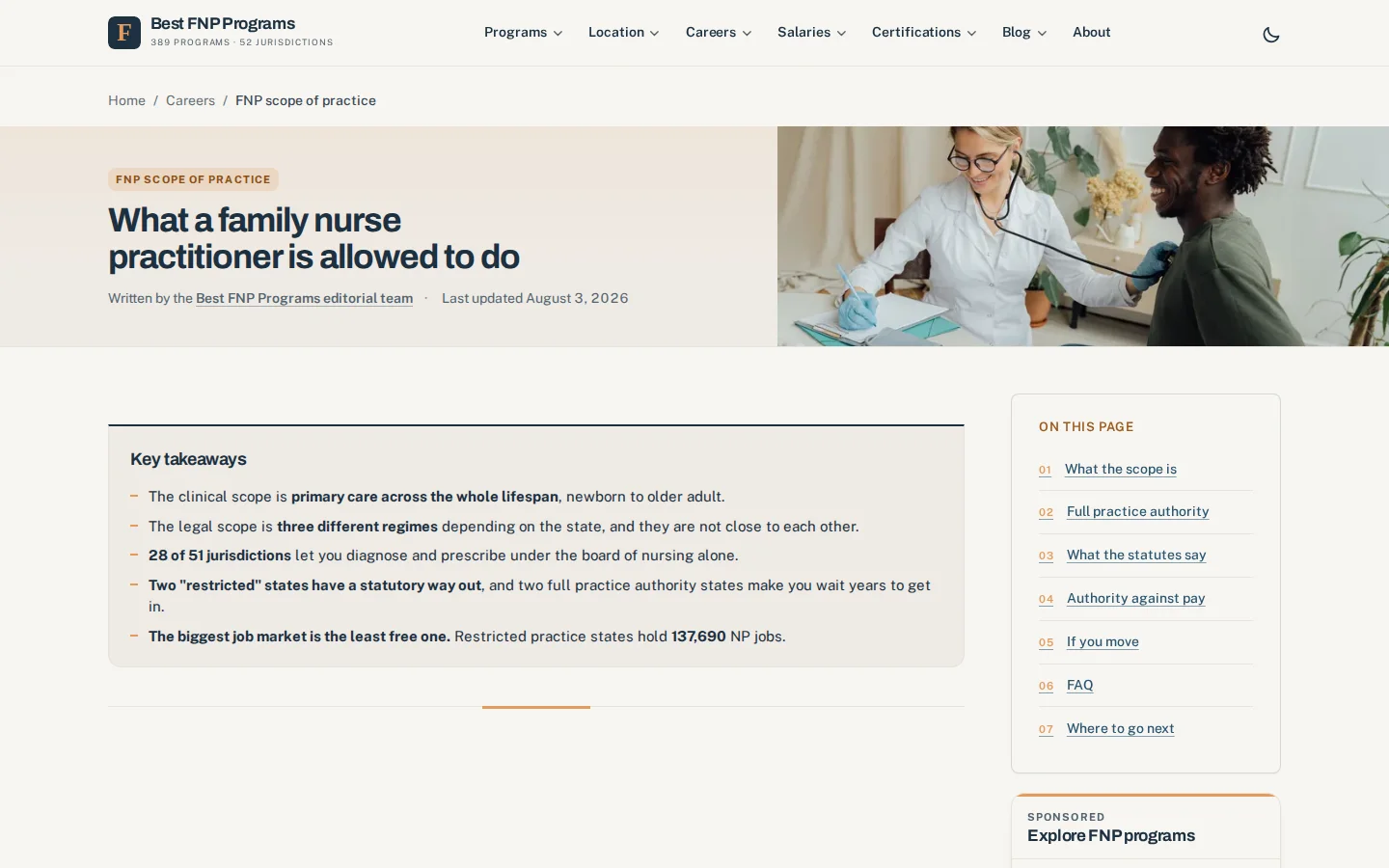 Best FNP Programs scope-of-practice guide explaining the family nurse practitioner role and state practice-authority differences