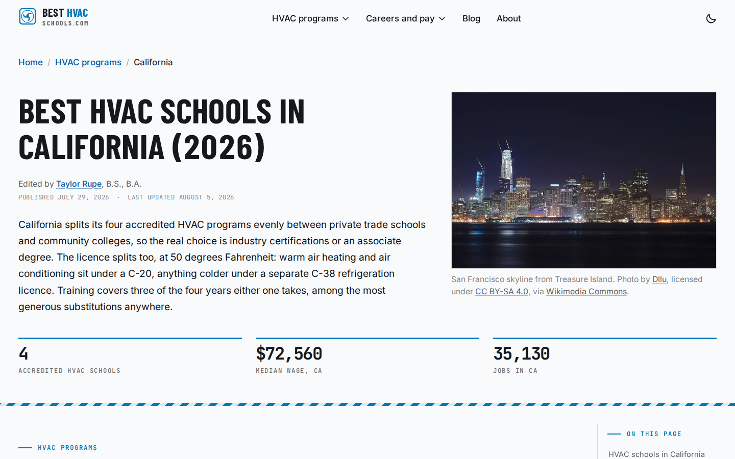 Best HVAC Schools California guide with accredited programs, licensing context, and wage data