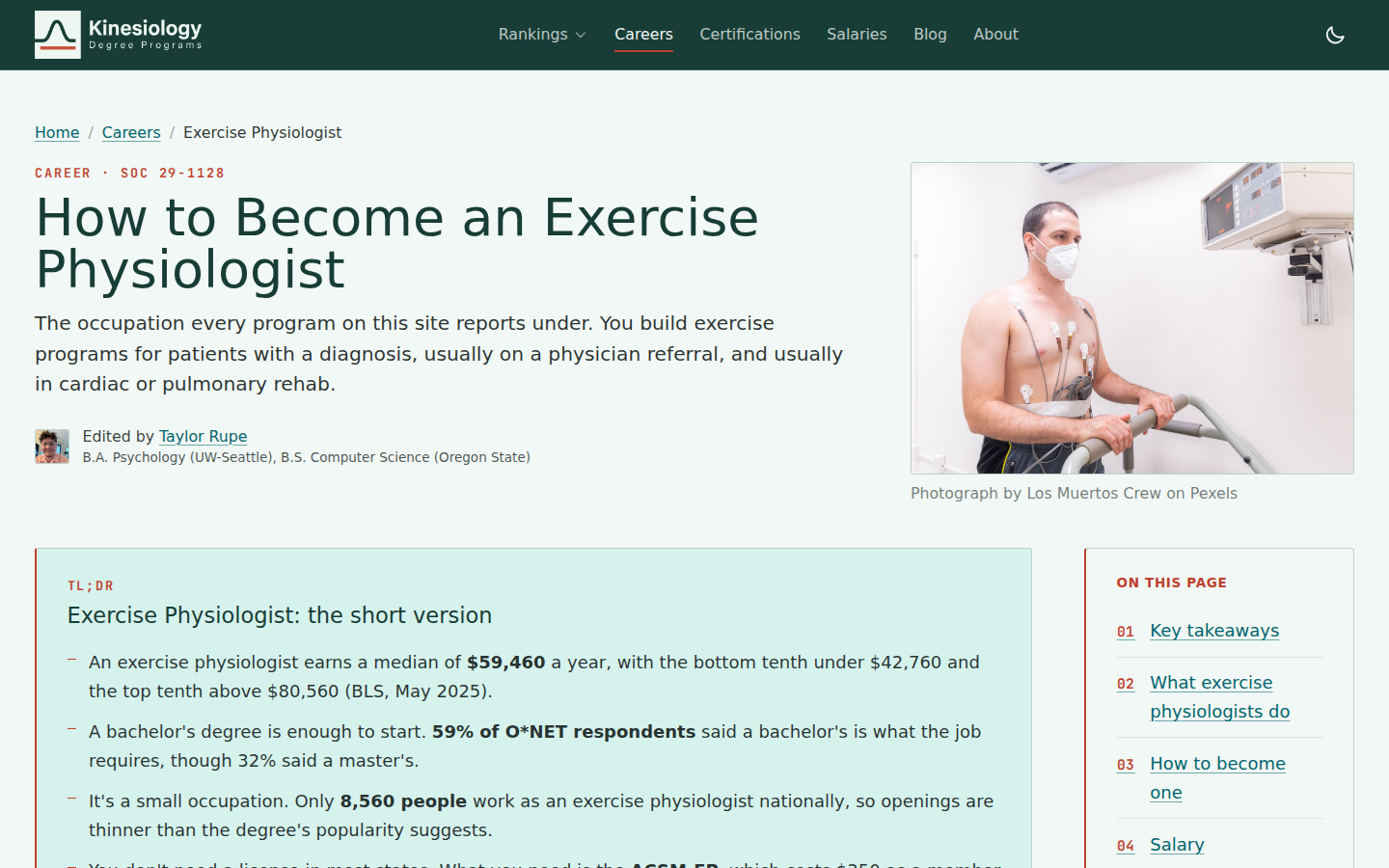 Kinesiology Degree Programs exercise physiologist career guide with requirements and wage data