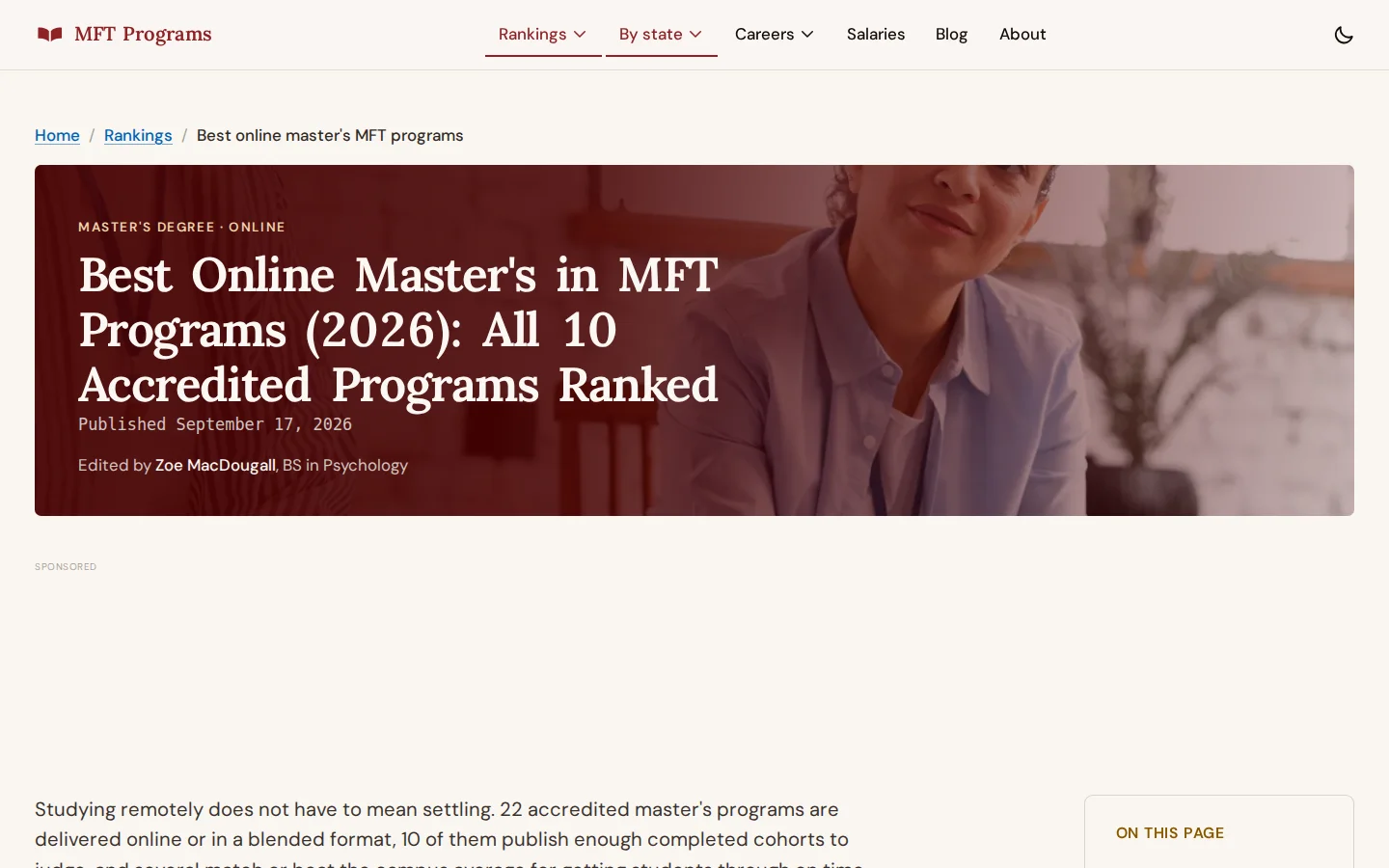 MFT Programs online master’s comparison with delivery and clinical attendance context