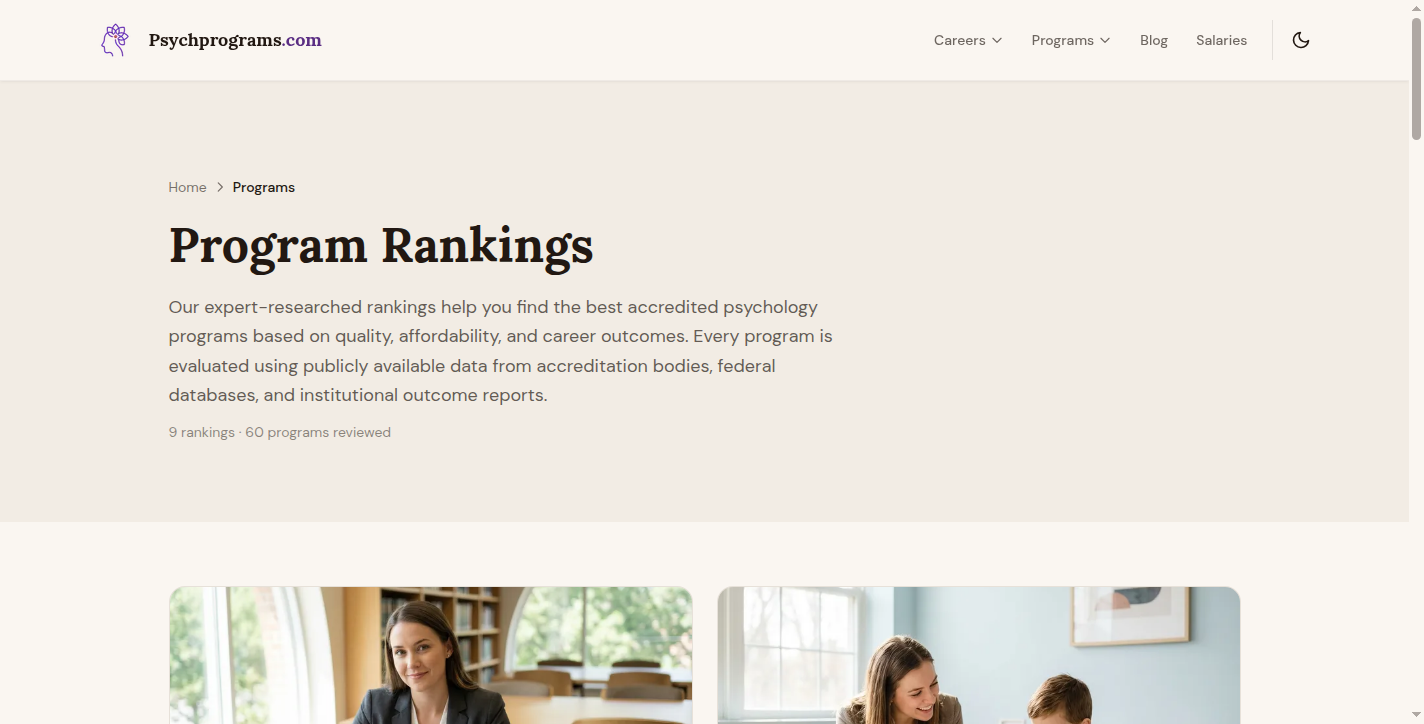 PsychPrograms.com program rankings directory