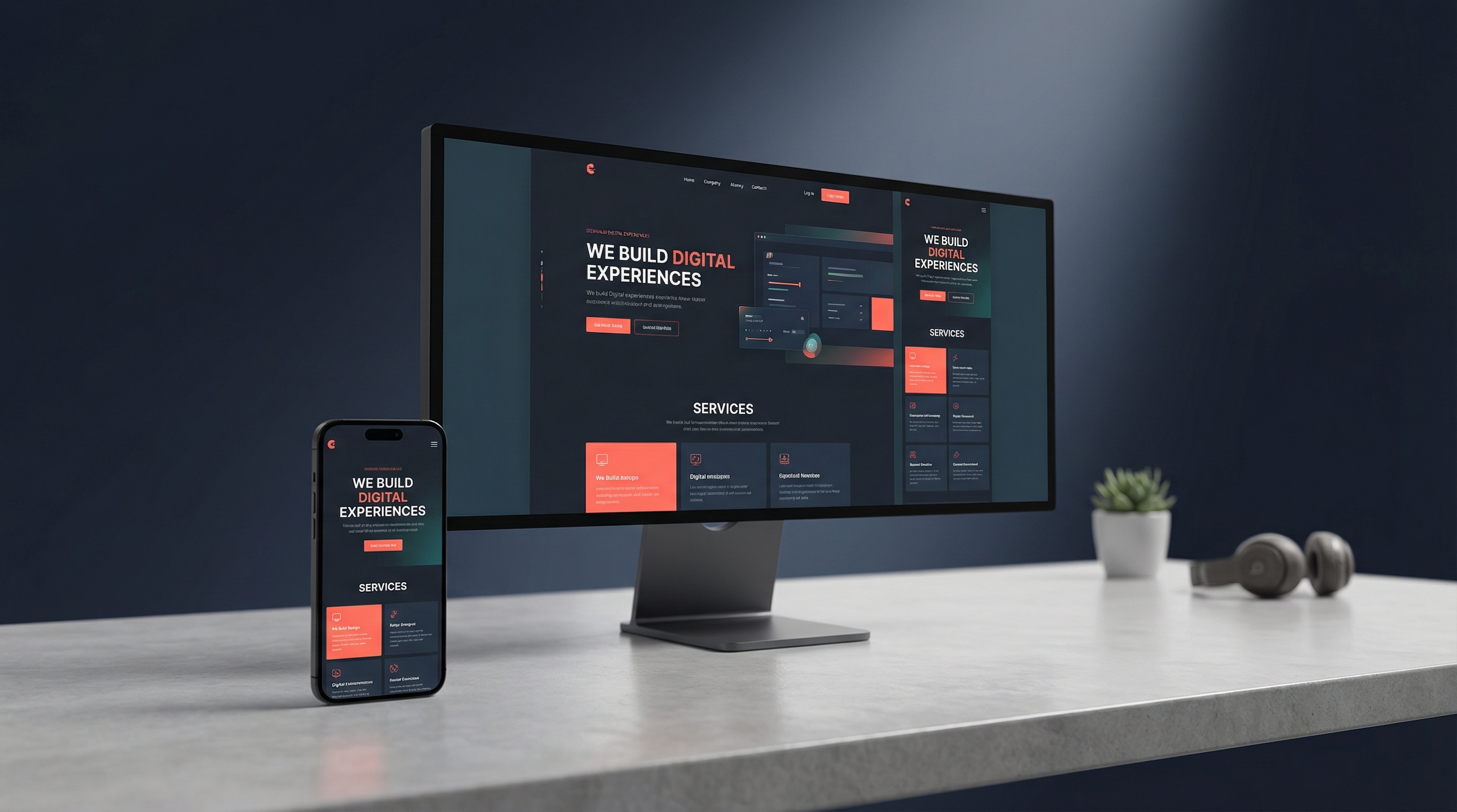 Custom web design displayed across desktop and mobile devices
